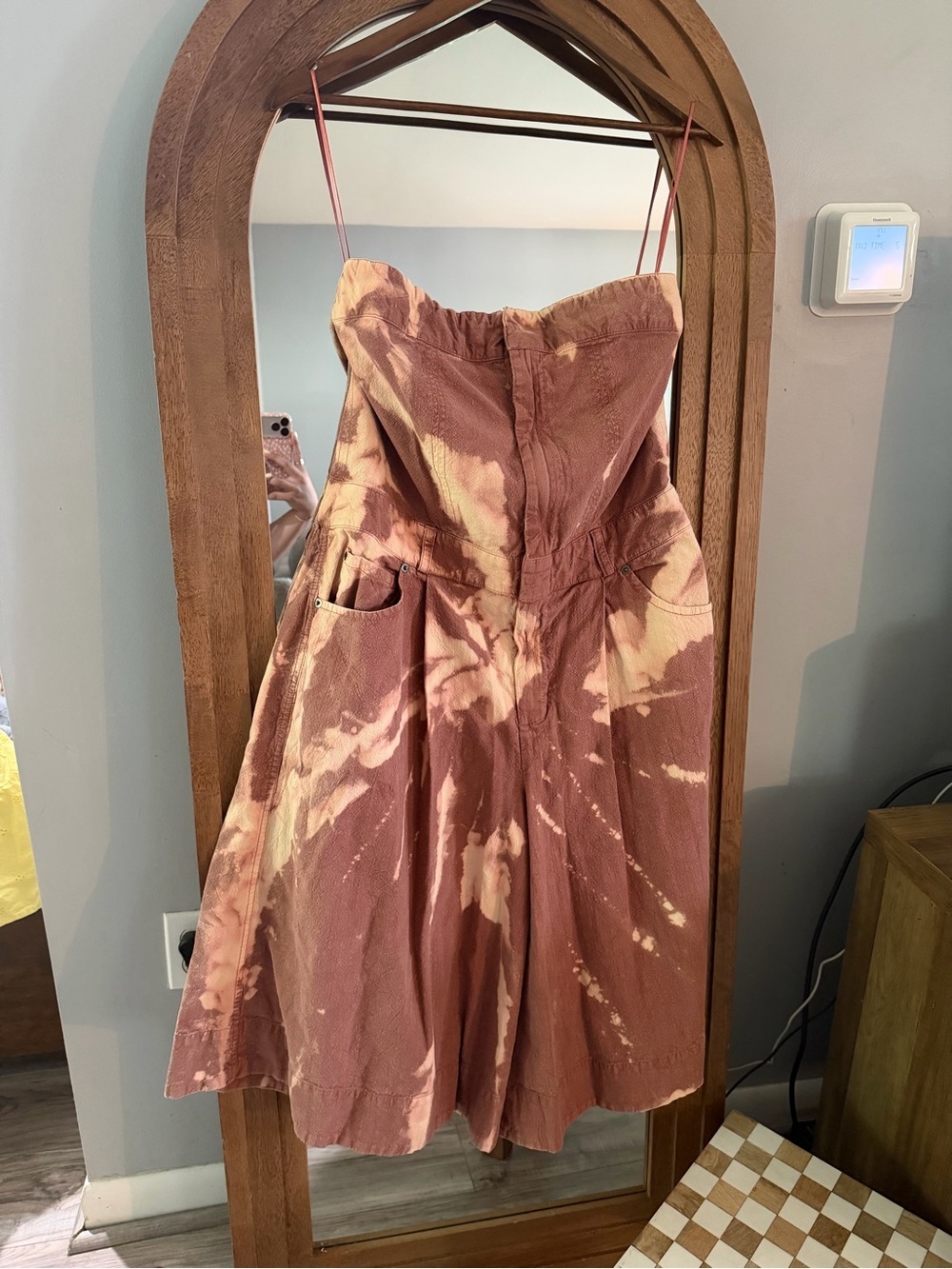 Free People Strapless Tie-Dye Midi jumper in Pink and Cream